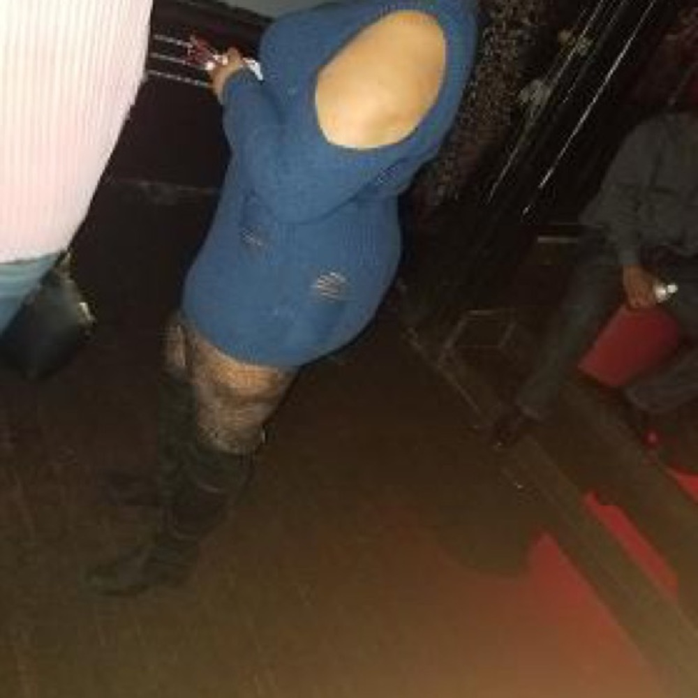 Blue sweater dress